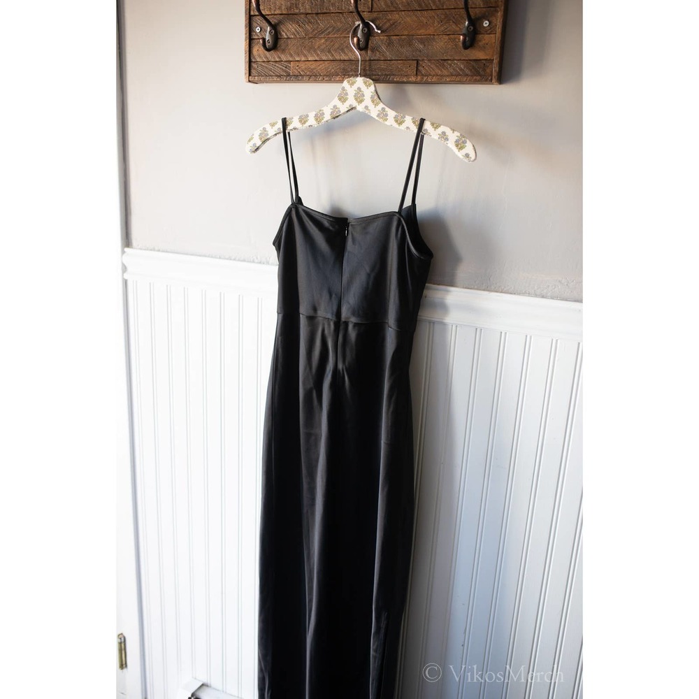 BHLDN Cali Satin Charmeuse midi Dress Black NWT - Picture 4 of 4
